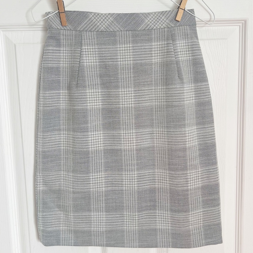 H&M | Light Gray Cheked Short Pencil Skirt